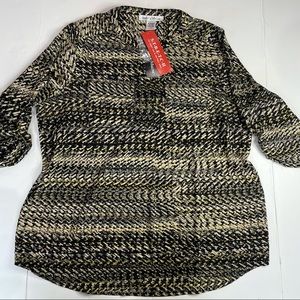 Rebecca Malone Abstract Blouse Top Stretch NWT